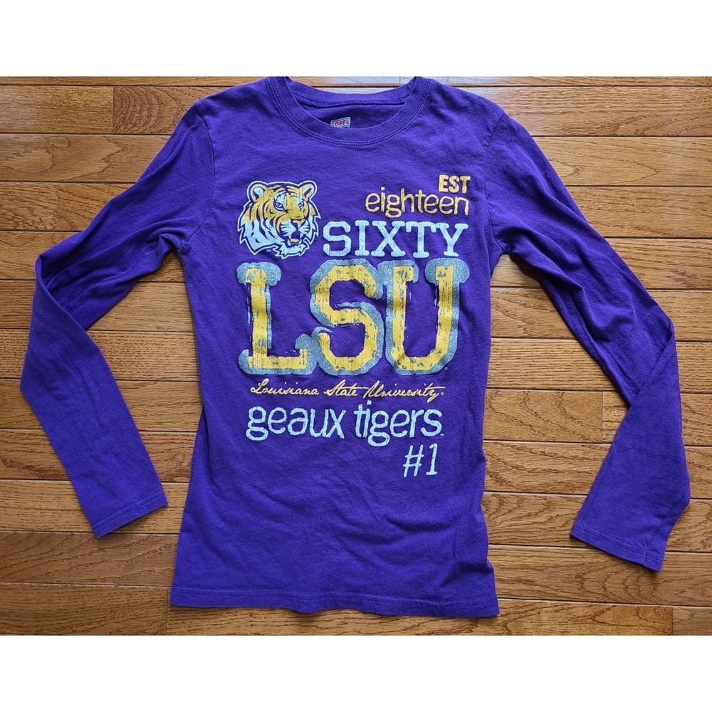 NCAA LSU Tigers Junior Kids Long Sleeve Med Tee Soffe Sportswear‎